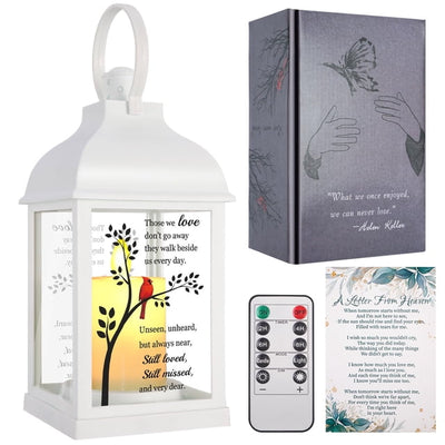 Memorial Lantern with Card – Sympathy Gift with Flickering Flame