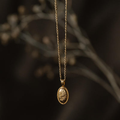 Forget-Me-Not Oval Cremains Urn Necklace
